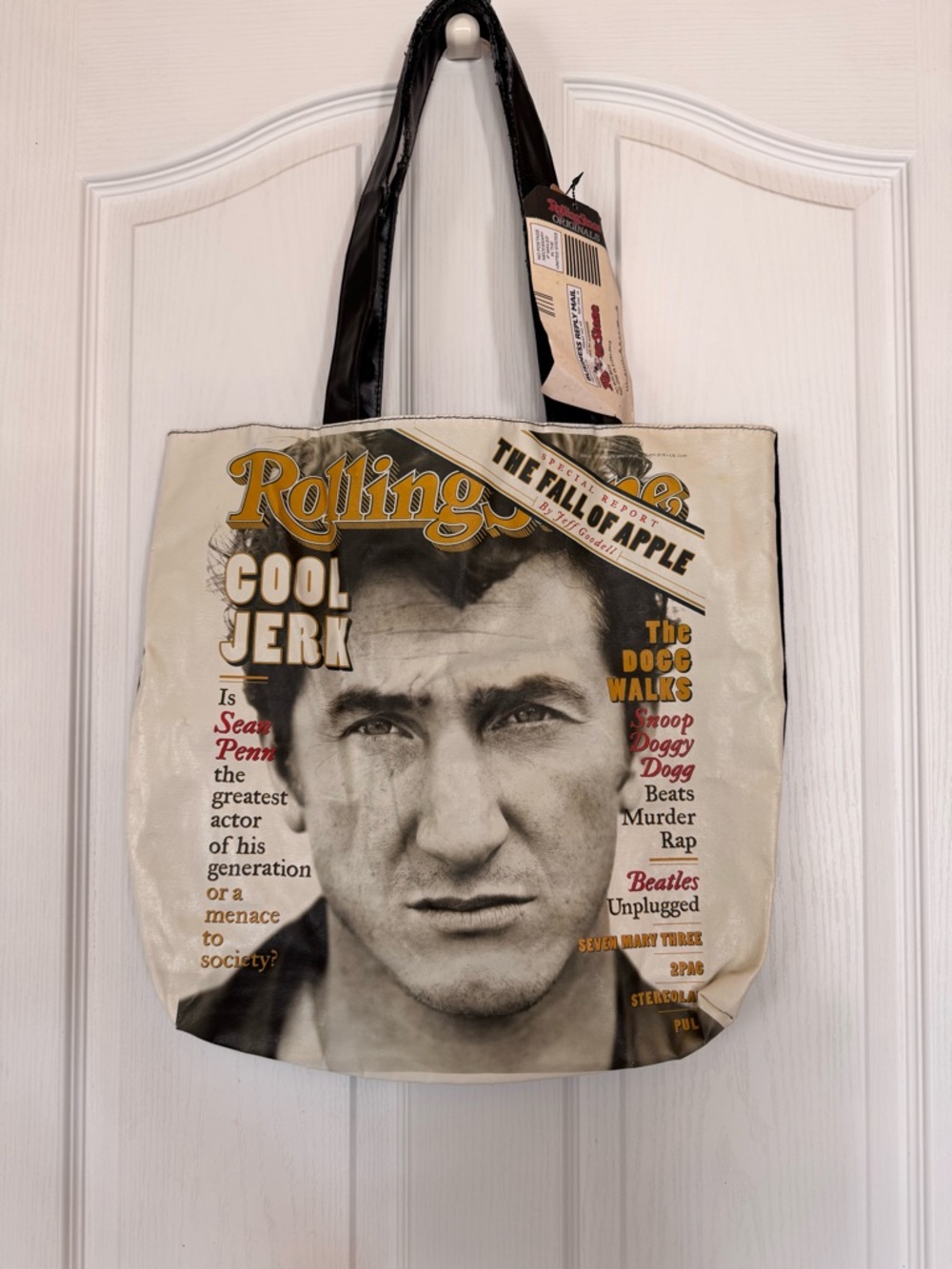 Rolling Stone Sean Penn Black and Cream Tote Bag NWT Y2K